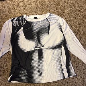 SHEIN Monochrome Abstract Long Sleeve Tee